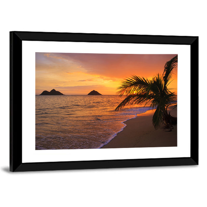 Lanikai Sunrise Over Na Mokulua Wall Art as a framed print