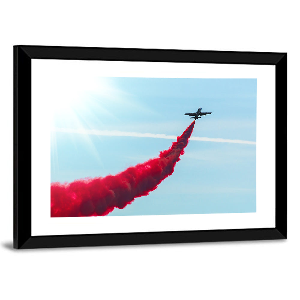 Jet with Red Smoke Trail Wall Art