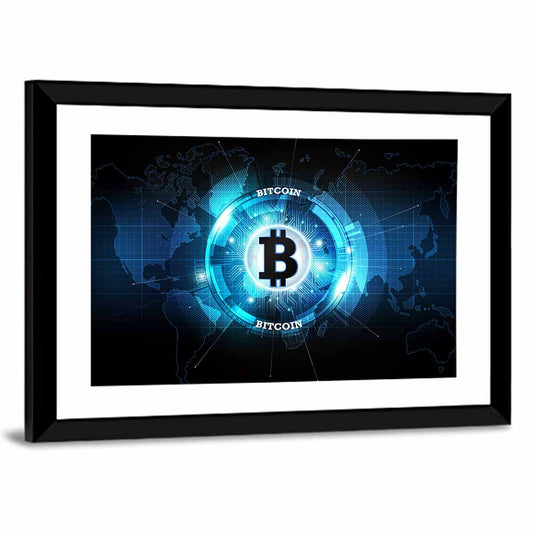 Futuristic Bitcoin Globe Wall Art