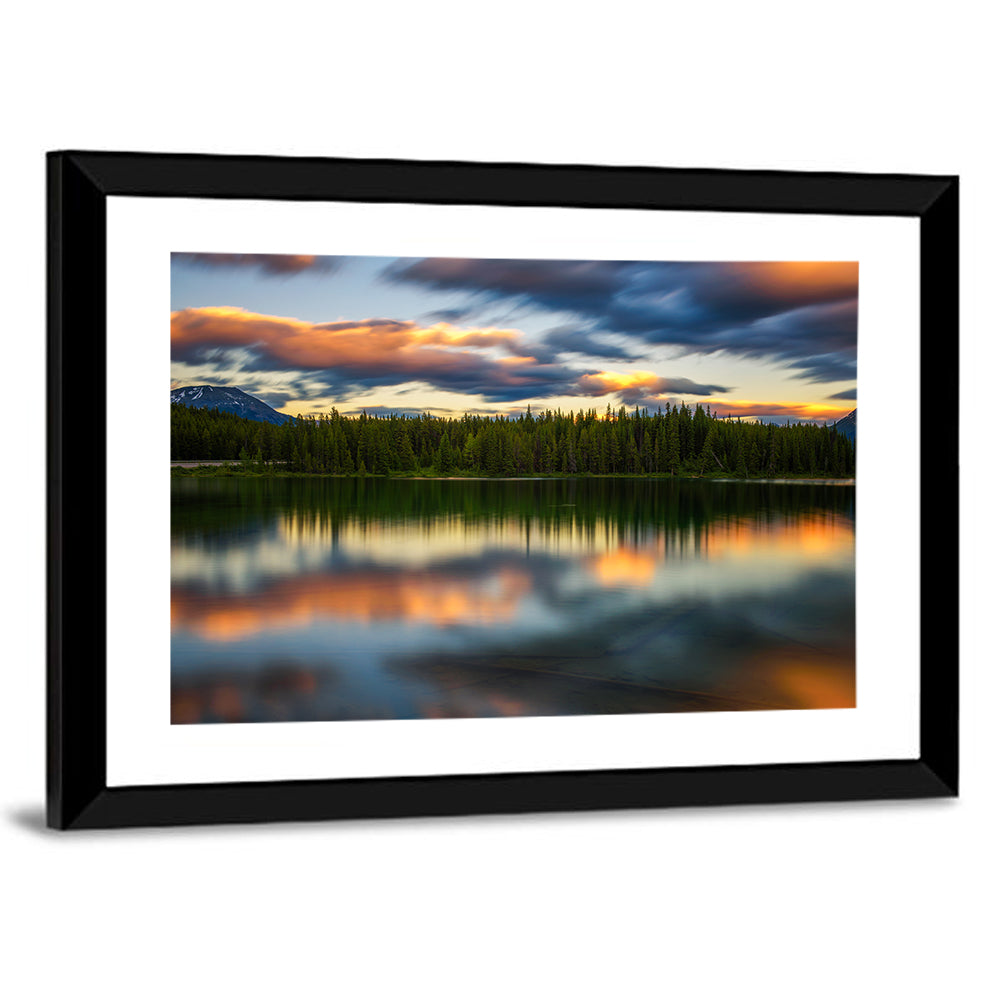 Herbert Lake Sunset Reflection Wall Art