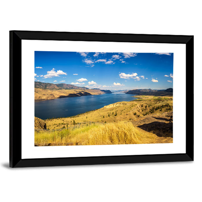 Golden Grass at Kamloops Lake Wall Art as a framed print