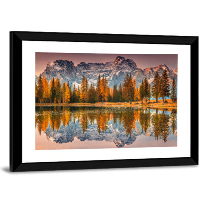 Antorno Lake Autumn Reflection Wall Art
