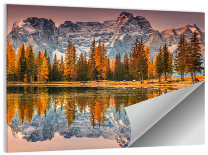 Antorno Lake Autumn Reflection Wall Art