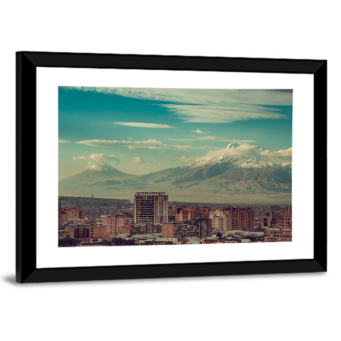 Yerevan Skyline with Mount Ararat Wall Art as a framed print