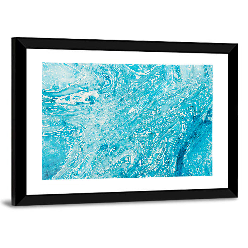 Cerulean Marbled Waves Wall Art