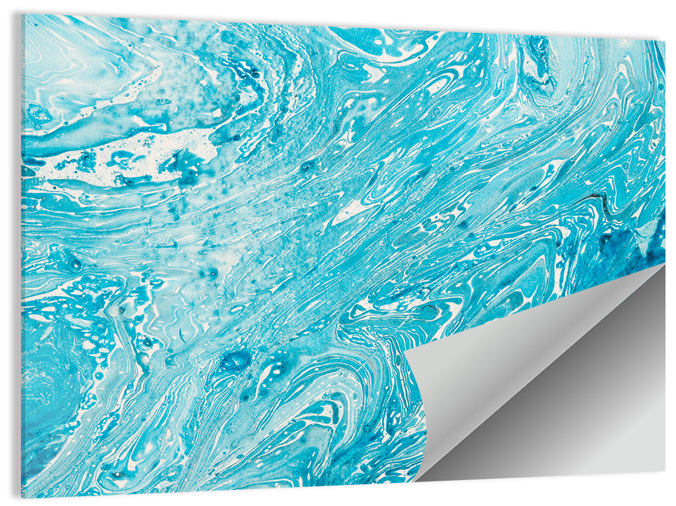 Cerulean Marbled Waves Wall Art