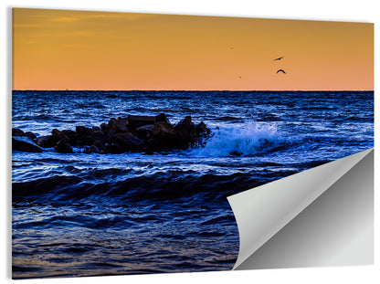 Marmara Sea Waves at Sunset Wall Art
