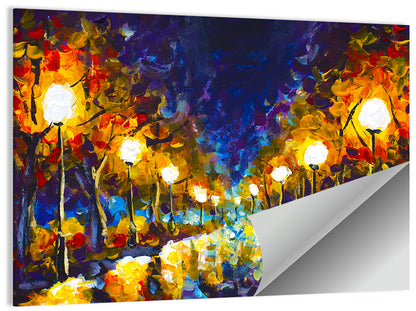 Autumn Evening Park Path Wall Art