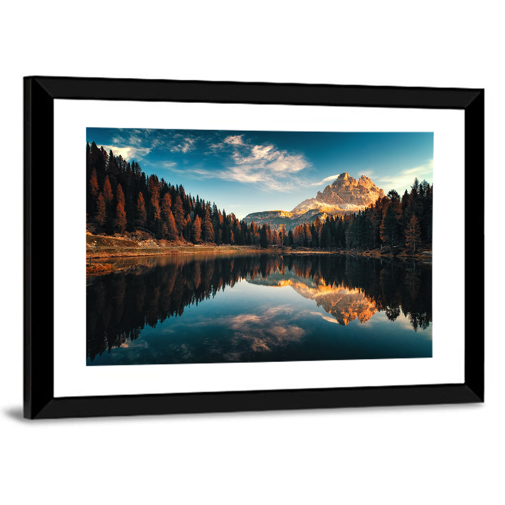 Lago Antorno Golden Hour Reflection Wall Art