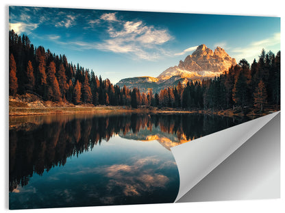 Lago Antorno Golden Hour Reflection Wall Art