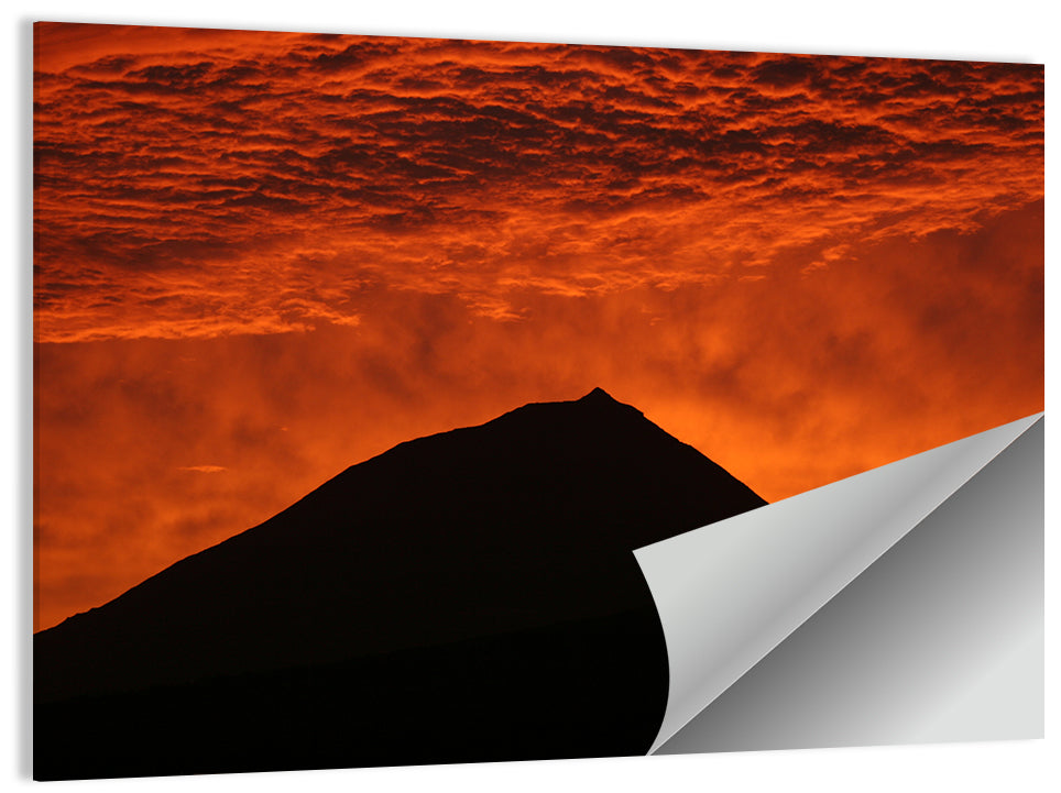 Pico Island Volcano Silhouette at Sunset Wall Art