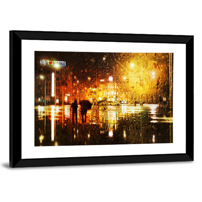 Rainy Night in Kharkiv Wall Art as a framed print