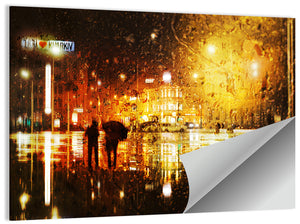 Couple in Rain Abstract Wall Art