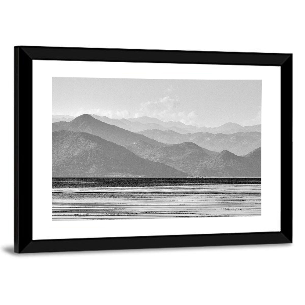 Skadar Lake Monochrome Landscape Wall Art