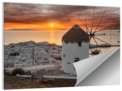 Kato Mili Sunset, Mykonos Wall Art