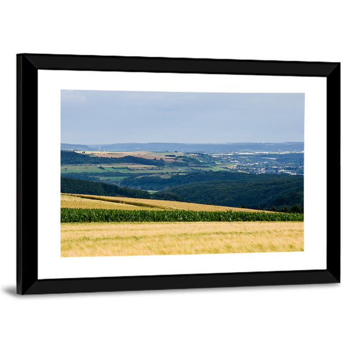 Village Grainfields Wall Art as a framed print