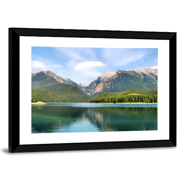 Mission Mountain Lake Reflection Wall Art as a framed print