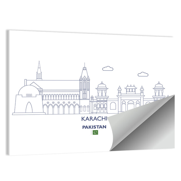 Karachi Skyline with Mazar-e-quaid Wall Art as a poster print
