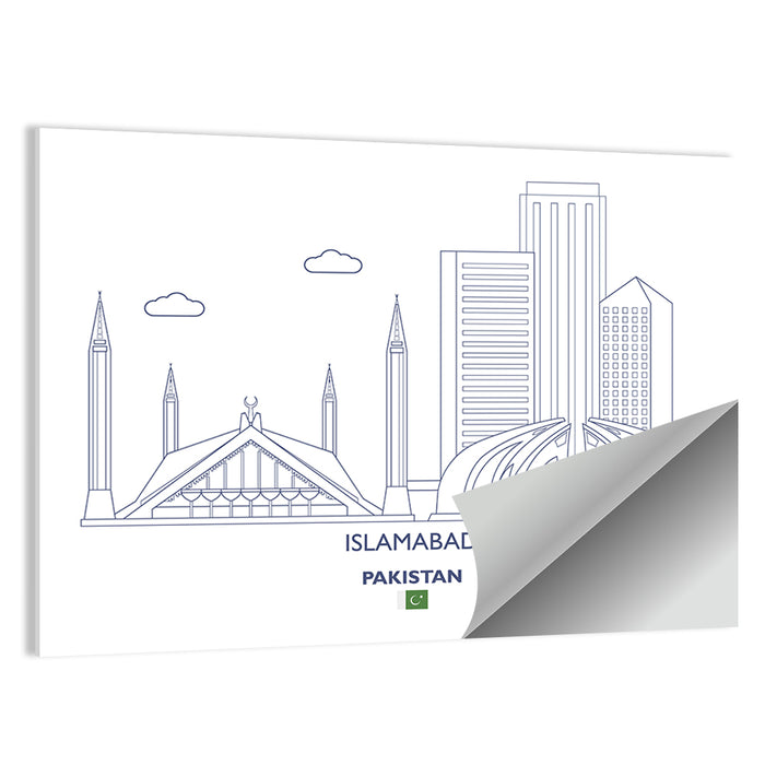 Islamabad Skyline Line Wall Art as a poster print