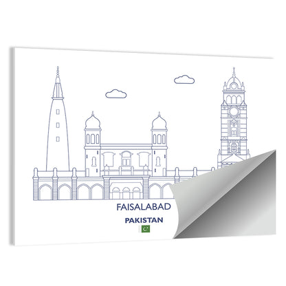 Faisalabad Clock Tower Skyline Wall Art
