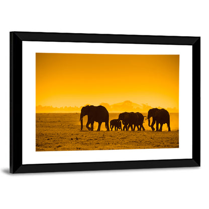 Elephant Family Silhouette Wall Art