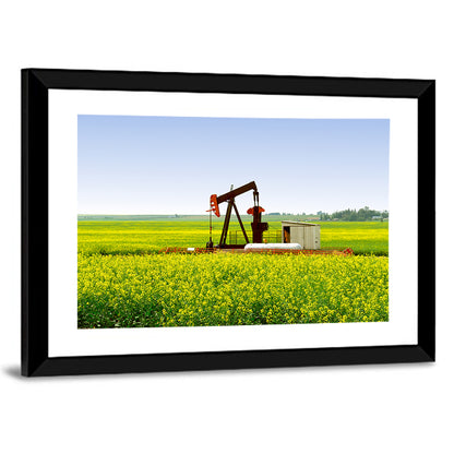 Rusty Pumpjack in Yellow Canola Field Wall Art