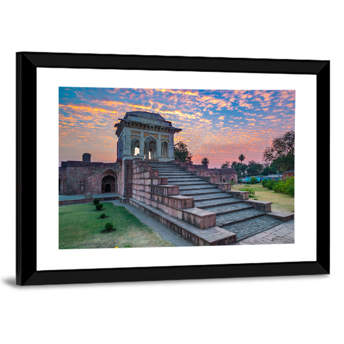 Jahaz Mahal Staircase at Sunset Wall Art as a framed print