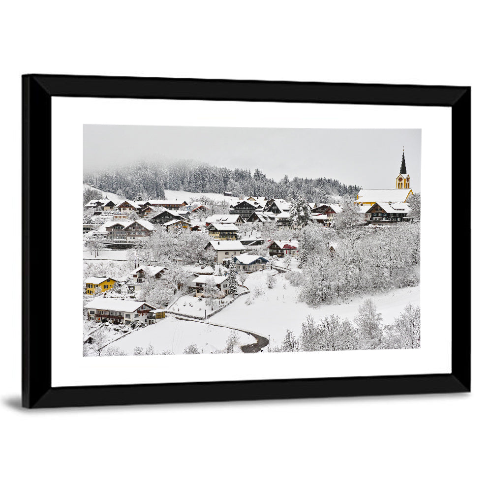 Oberstaufen Winter Village Wall Art