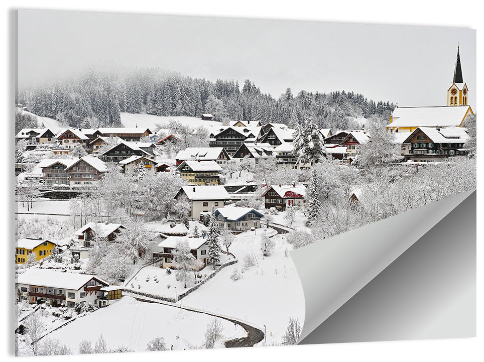 Oberstaufen Winter Village Wall Art