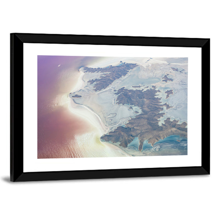 Urmia Lake Aerial View Wall Art as a framed print