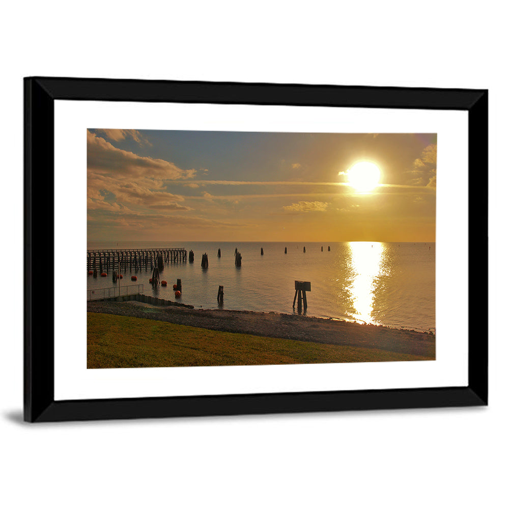 Lake Okeechobee Sunset Pier Wall Art