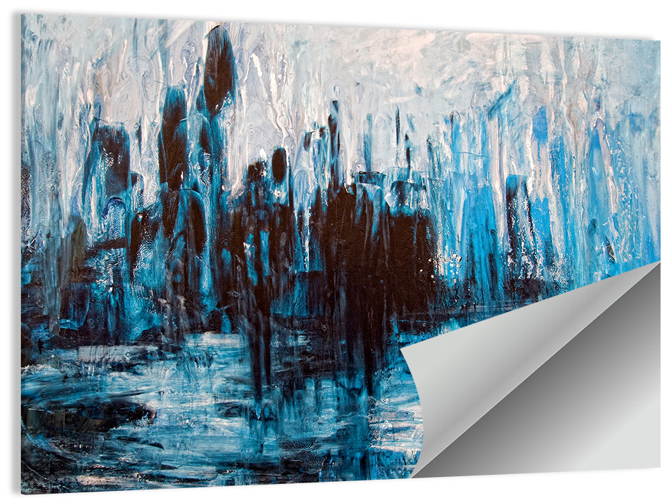 Rainy Abstract Skyline Reflection Wall Art