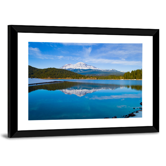 California Mountain Lake Reflection Wall Art as a framed print