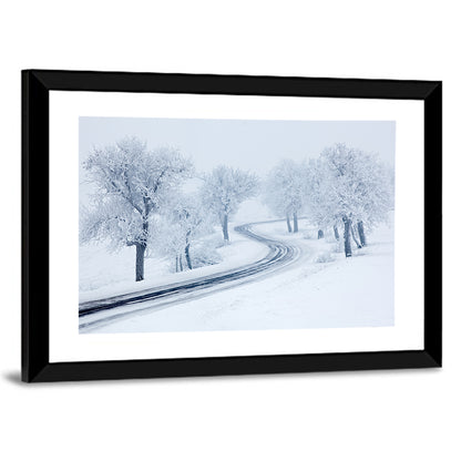 Misty Winter S-curve Road Wall Art