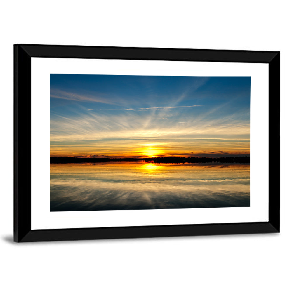 Oklahoma Lake Sunset Reflection Wall Art