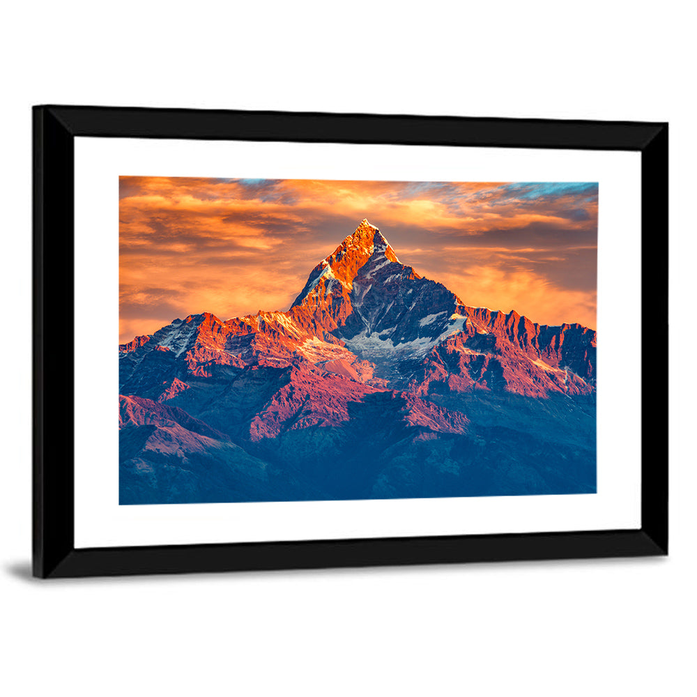 Machhapuchhre Sunrise Over Pokhara Wall Art