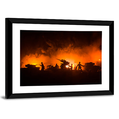 Nighttime Battlefield Silhouette Wall Art