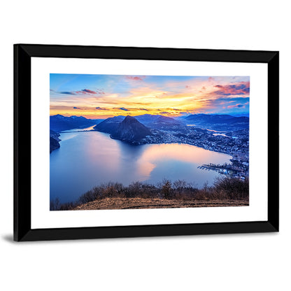 Sunset Over Lake Lugano Wall Art