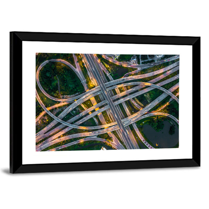 Expressway Junction at Dusk Wall Art as a framed print