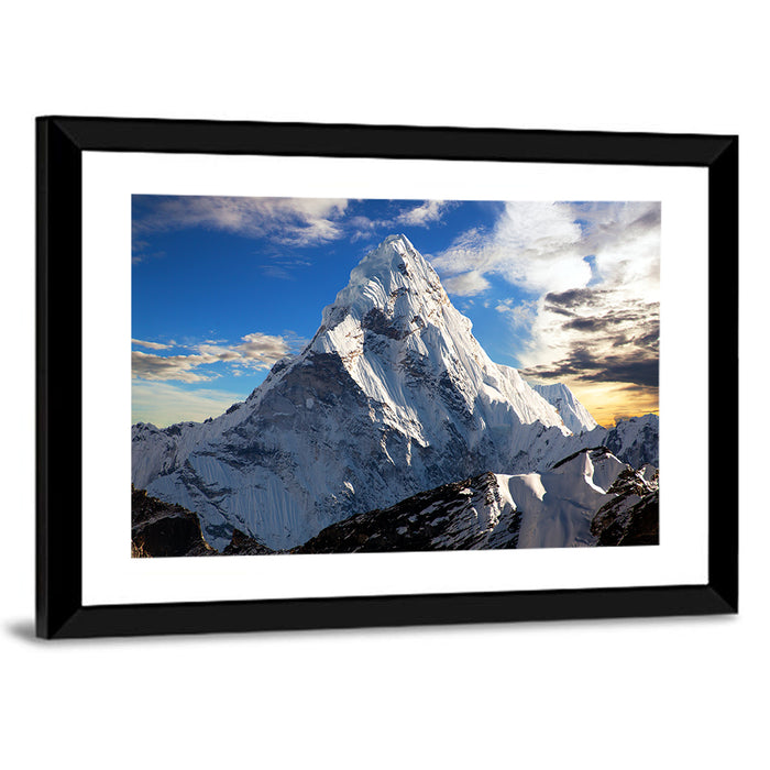 Ama Dablam at Golden Dusk Wall Art as a framed print