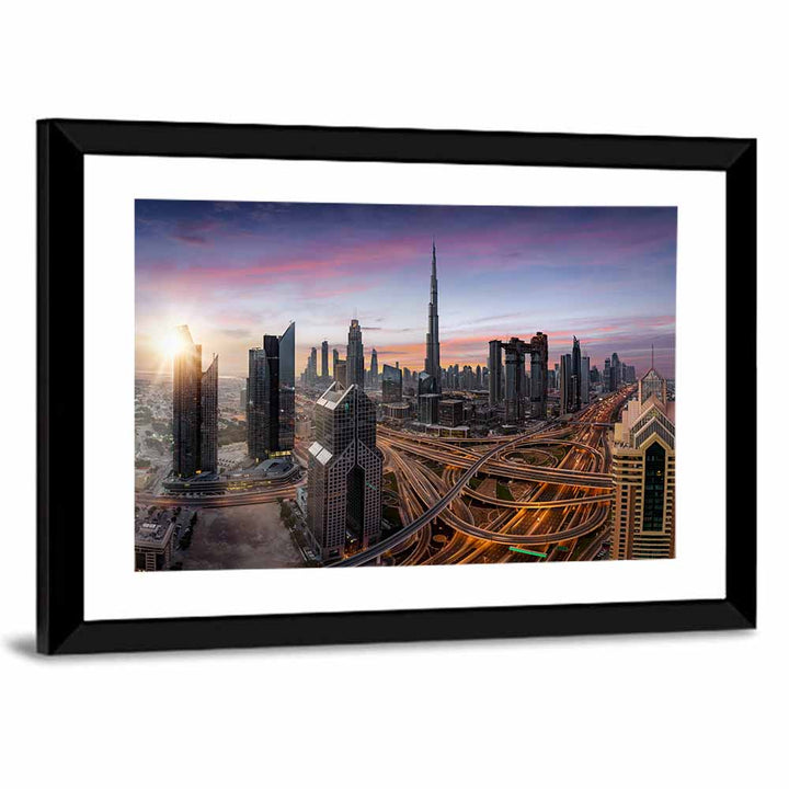 Dubai Skyline at Dusk Wall Art