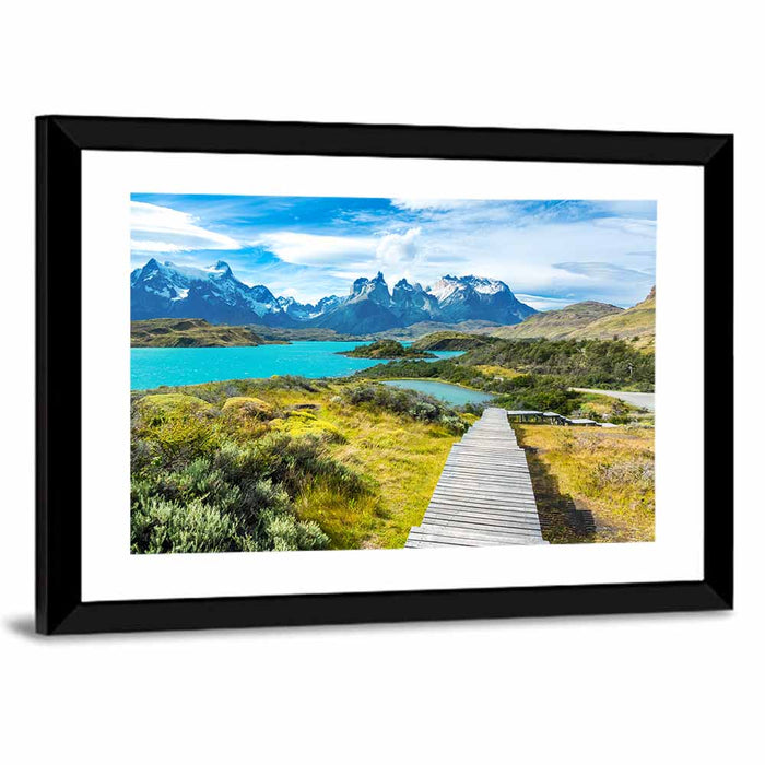 Torres Del Paine Boardwalk to Turquoise Lake Wall Art as a framed print