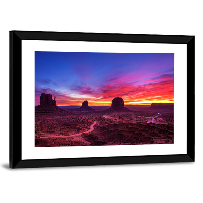 Monument Valley Arizona Sunset Wall Art as a framed print