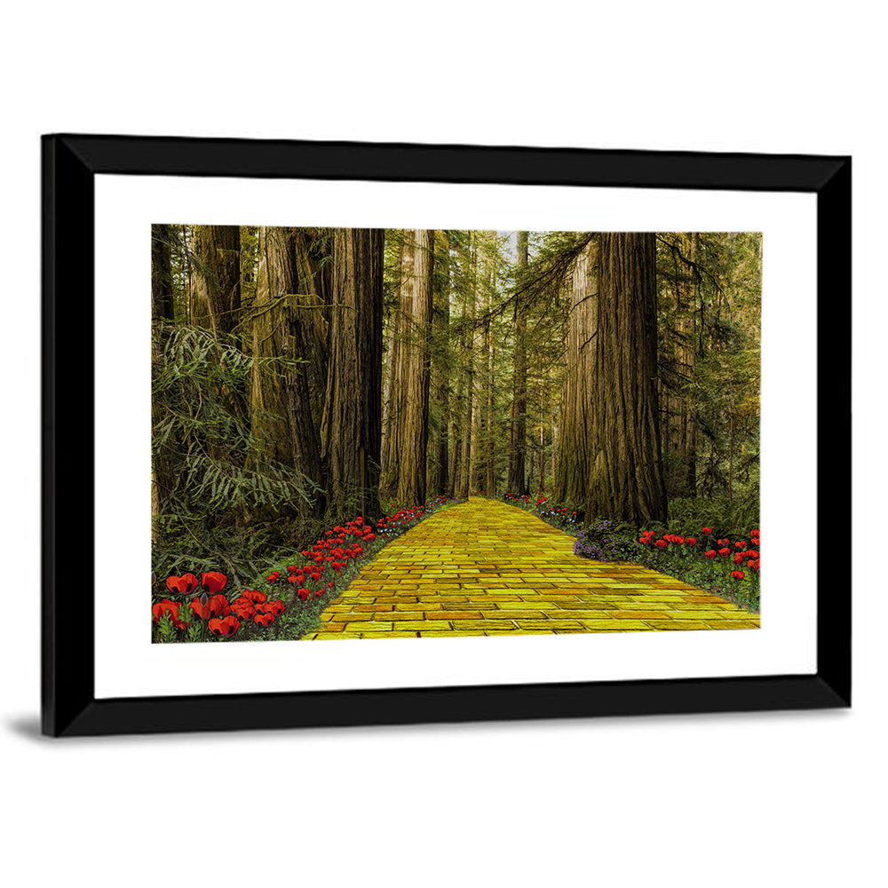 Yellow Brick Path Through Redwoods Wall Art