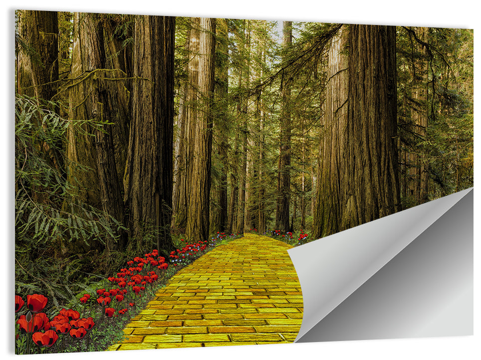 Yellow Brick Path Through Redwoods Wall Art
