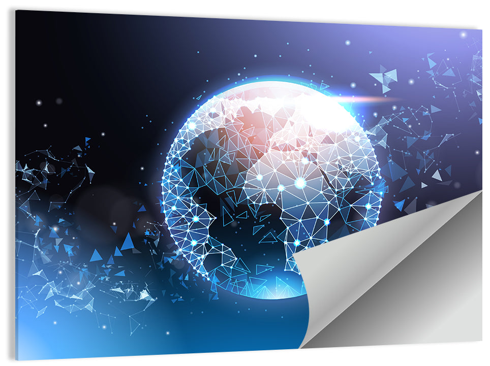Wireframe Globe Network Wall Art