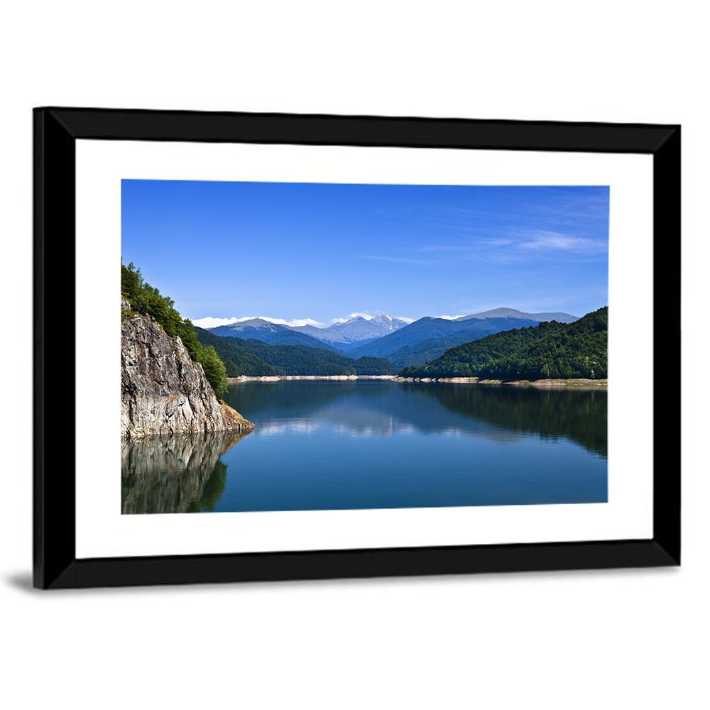 Cliffside Mountain Lake Reflection Wall Art