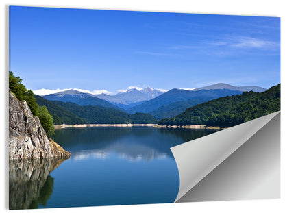 Cliffside Mountain Lake Reflection Wall Art