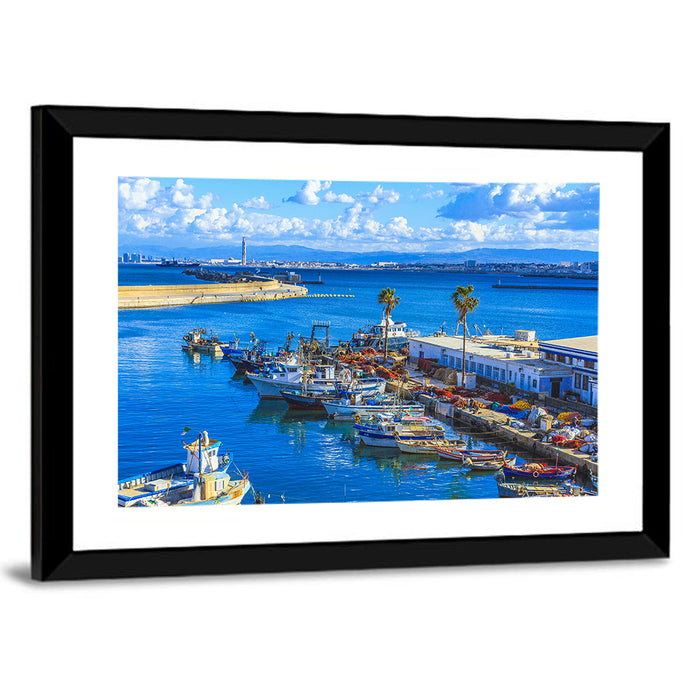 Sfax Fishing Harbor Wall Art as a framed print
