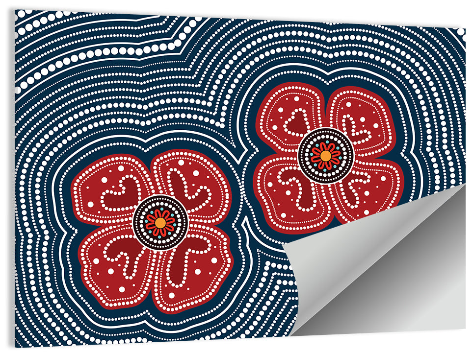 Poppy Flowers Aboriginal Wall Art